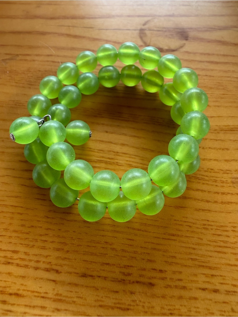Green Beaded Coil Bracelet - Women’s Fashion Jewelry
